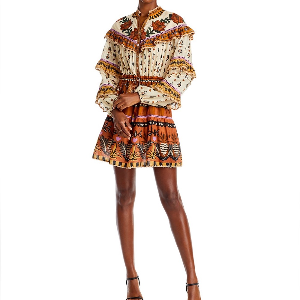 Farm Rio ⭐️NWT⭐️Ainika Ruffled Mini Dress size XS - Picture 4 of 10